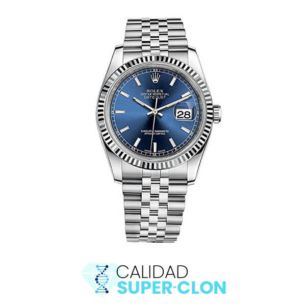 super clon rolex dayjust azul aniversario