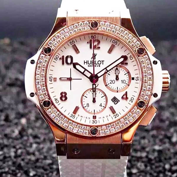 replica reloj hublot blanco diamantes